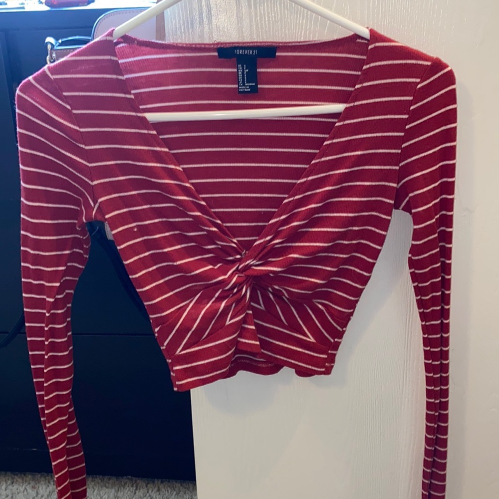Crop top candy cane long sleeve shirt